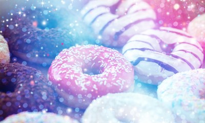 Sprinkled tasty donuts, close-up view