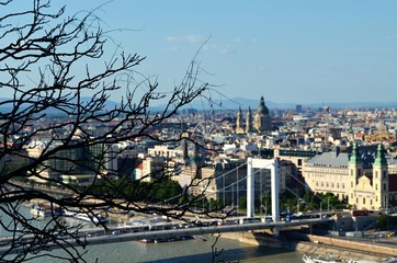 View from the Gelert's mountain in Budapest heading to the top. on a sunny day. Budapest, Hungary,...