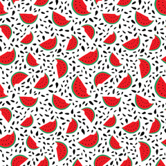 Watermelon Seamless Pattern hand drawn. Vector Illustration