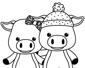 Couple of pigs cartoons design