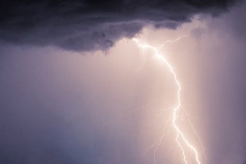 Naklejka na ściany i meble lightnings and thunder bolt strike at summer storm