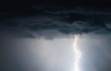 lightnings and thunder bolt strike at summer storm