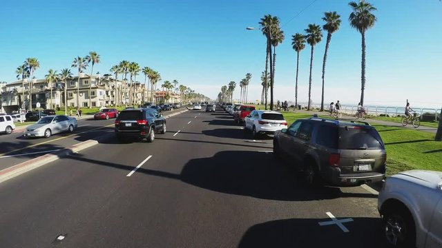 Driving Coast Past Huntington Beach Condos And Beach Park