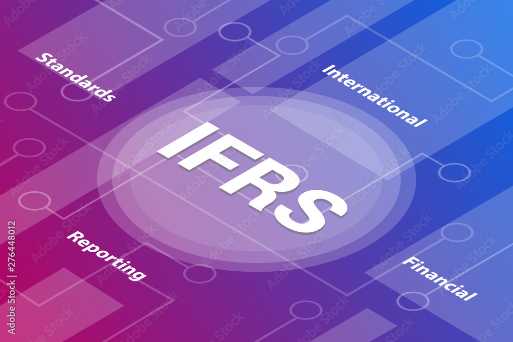 Aufkleber ifrs concept words isometric 3d word text concept with some related text and dot connected - vector