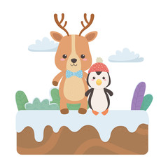 Reindeer and penguin cartoon design