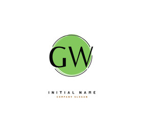 G W GW Beauty vector initial logo, handwriting logo of initial signature, wedding, fashion, jewerly, boutique, floral and botanical with creative template for any company or business.