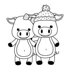 Couple of pigs cartoons design
