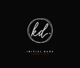 K D KD Beauty vector initial logo, handwriting logo of initial signature, wedding, fashion, jewerly, boutique, floral and botanical with creative template for any company or business.