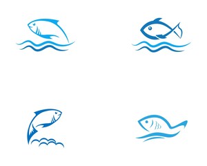Fish logo template. Creative vector symbol of fishing