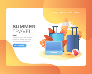 A collection of luggage for holidays. Vector Cartoon Illustration. Gradient Flat Illustration. Summer Landing Page. Holiday Illustration