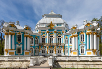 Fototapeta na wymiar Pavilion Hermitage in the regular garden of Catherine Palace in the town of Pushkin, Russia.