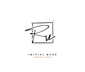 R U RU Beauty vector initial logo, handwriting logo of initial signature, wedding, fashion, jewerly, boutique, floral and botanical with creative template for any company or business.
