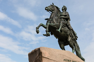 Fototapeta na wymiar Bronze Horseman, the statue of Peter the Great in the Senate Square, St. Petersburg, Russia. 
