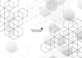 Obraz premium Abstract boxes background. Modern technology with square mesh. Geometric on white background with lines. Cube cell. Vector illustration