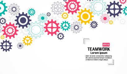 Gears wheels over white background. teamwork creative concept. colorful design. Vector illustration