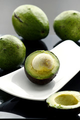 Sliced fresh and ripe avocado