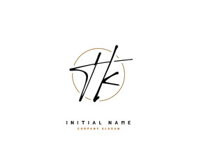 T K TK Beauty vector initial logo, handwriting logo of initial signature, wedding, fashion, jewerly, boutique, floral and botanical with creative template for any company or business.