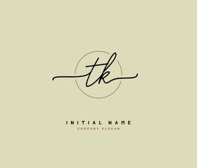 T K TK Beauty vector initial logo, handwriting logo of initial signature, wedding, fashion, jewerly, boutique, floral and botanical with creative template for any company or business.