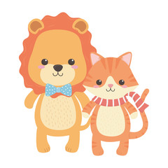 Cat and lion cartoon design