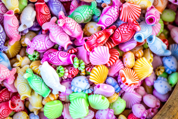 Close up beads colour for art and craft background.