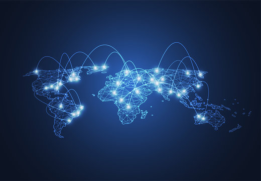 Global network connection. World map point and line composition concept of global business. Vector Illustration