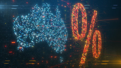 Australia reserve bank global interest rates decline currency money loan inflation - 3D illustration rendering