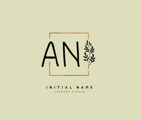 A N AN Beauty vector initial logo, handwriting logo of initial signature, wedding, fashion, jewerly, boutique, floral and botanical with creative template for any company or business.