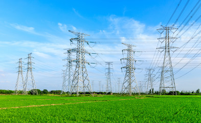 High voltage post,High voltage tower sky background