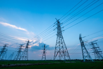 Fototapeta na wymiar High voltage post,High voltage tower sky background