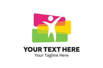 unique happy people simple logo creative design in flat style with color . happy people logo creative design for identity and community