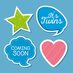 set of stars with chat bubbles message and heart