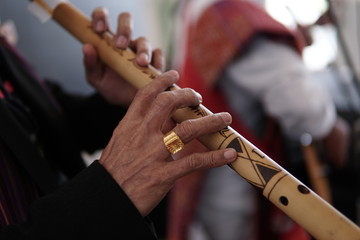 bamboo flute from the batak Medan Indonesia that is being played