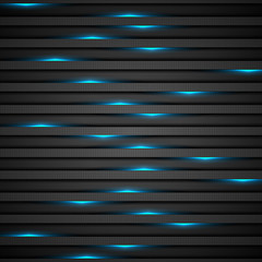 Black stripes with blue neon light tech background