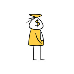 business and money purse head business concept , doodle character design
