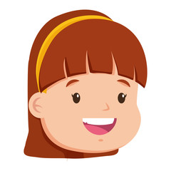 smiling girl face with diadem on white background