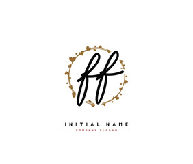 F FF Beauty vector initial logo, handwriting logo of initial signature, wedding, fashion, jewerly, boutique, floral and botanical with creative template for any company or business.