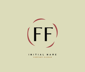 Obraz premium F FF Beauty vector initial logo, handwriting logo of initial signature, wedding, fashion, jewerly, boutique, floral and botanical with creative template for any company or business.