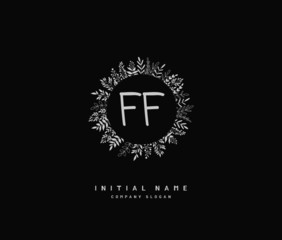 F FF Beauty vector initial logo, handwriting logo of initial signature, wedding, fashion, jewerly, boutique, floral and botanical with creative template for any company or business.