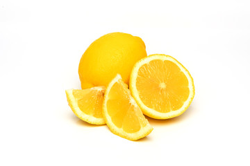 lemon and slices isolated on white background.
