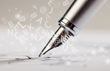 Signing a signature with a fountain pen