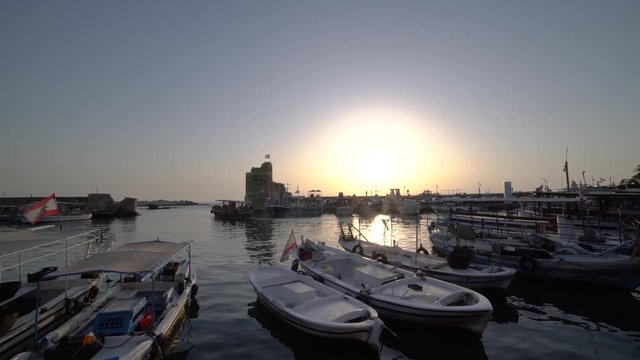 Beautiful sunset in Byblos, Lebanon, also known as Jbeil
