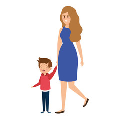 happy student boy with female teacher