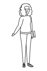 young student woman with book character