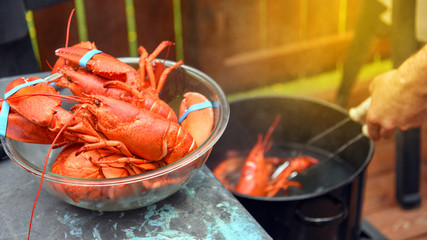 Lobster boil in backyard