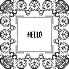 Vector illustration drawing flower frame for card of hello