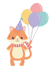Animal cartoon with happy birthday icon design