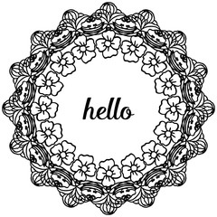 Vector illustration banner writing hello with various beautiful wreath frame