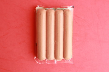 delicious sausages packed in plastic