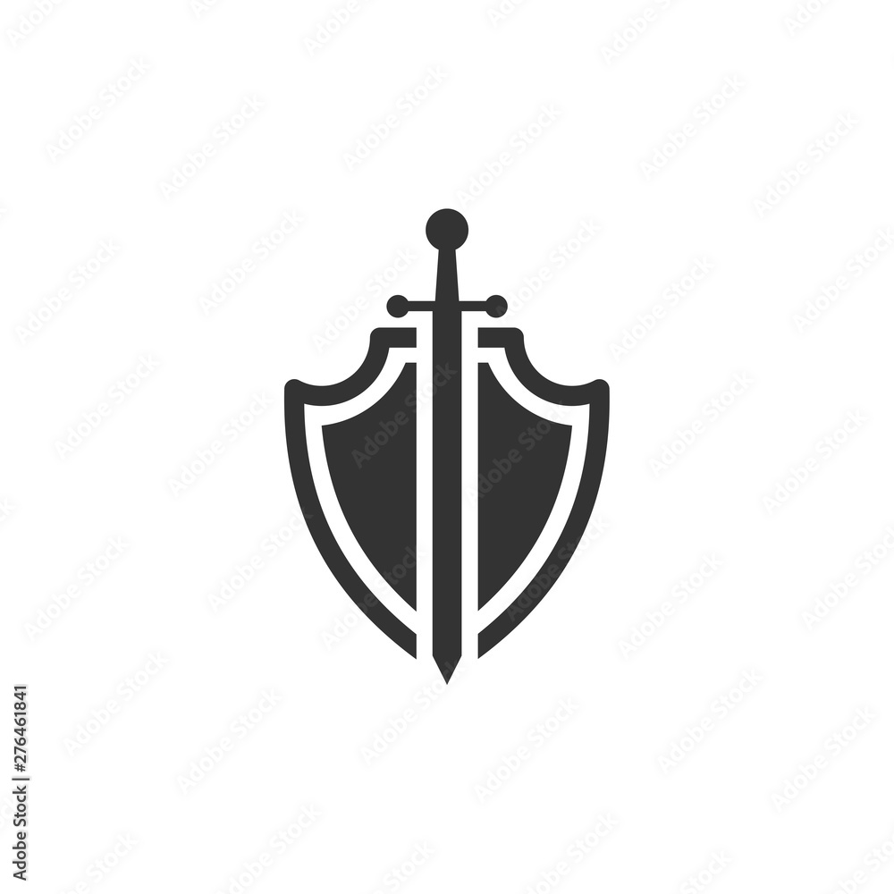 Leinwandbilder shield icon template black color editable. sword conception with shield symbol vector sign isolated 