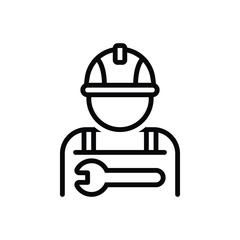 Black line icon for worker 